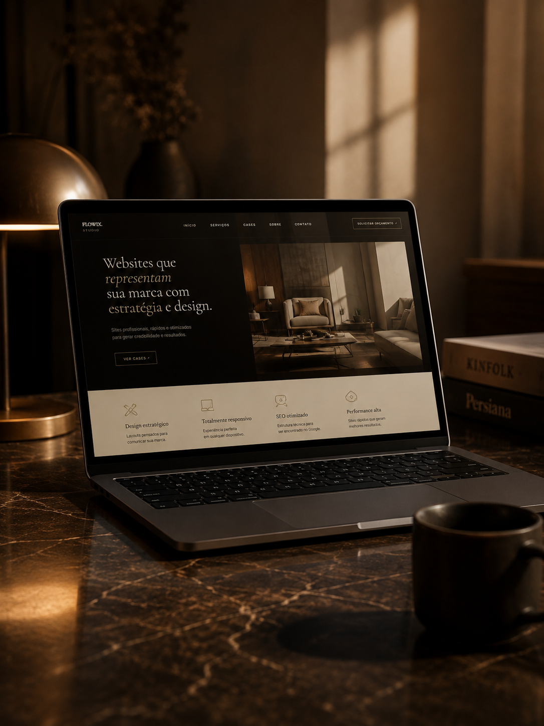 Mockup desktop do site de Essence